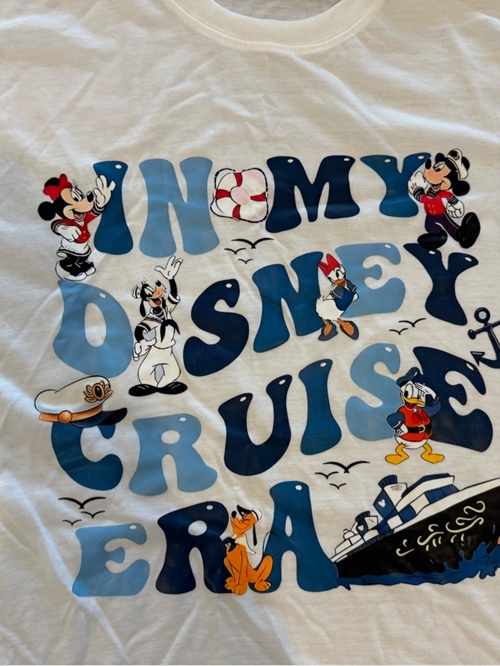 Disney White T-Shirt with Navy and Light Blue Cruise Graphic